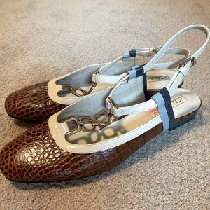 Clarks Orla Kiely Navy Barbara T-Strap Flats Women's Size 9.5